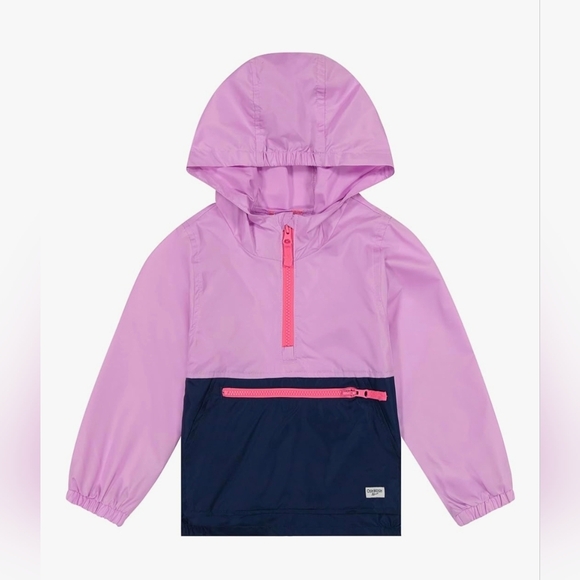 OshKosh Lightweight Packable Hooded Rain Jacket Windbreaker Purple Blue Size 4T - Picture 7 of 8